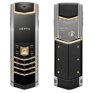 Vertu Signature Gold & Silver Black Leather