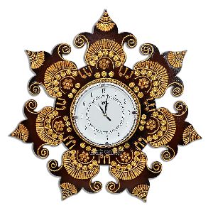 Craft Valley CV_WLCLK_003 Wooden Handmade Wall Clock with 3 D Clay Art on It 21 x 21 Inch Multic