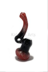 Red & Black Frit Glass Smoking Bubbler Pipe