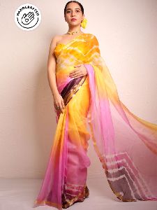 Yellow Kota Silk Saree