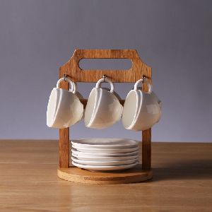 Wooden Cup & Plate Holder