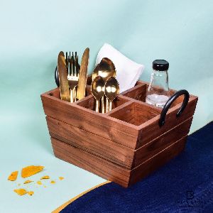 Wooden Cutlery & Napkin Holder