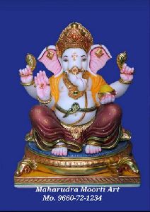 Marble Lord Ganesha Painted Statue
