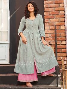 Grey Long Flared Kurti