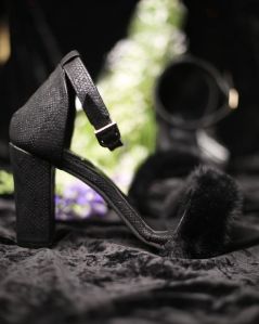 All Black Snake Skin Heels