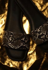 Black Snake Skin Flats