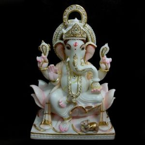 21 Inch Marble Ganesh Statue