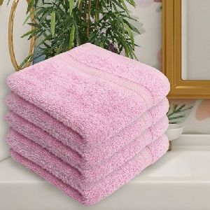 12X12 Inch 575 GSM Pink Bamboo Cotton Face Towel