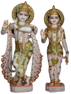 30 Inch Marble Radha Krishna Statue