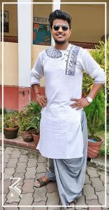 Mens Khadi Kurta Dhoti Set