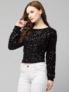 Ladies Black Sequin Top