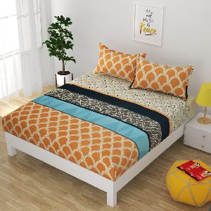 Super king Orange 108x108 inch Flat Glace cotton bedsheet
