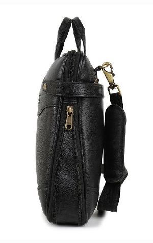 Expandable Black Leather Laptop Bags