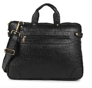 Expandable Black Leather Laptop Bags