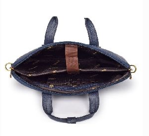 Croco Blue Leather Laptop Bags