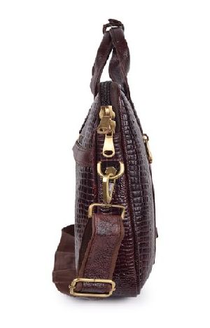 Croco Dark Brown Leather Laptop Bags