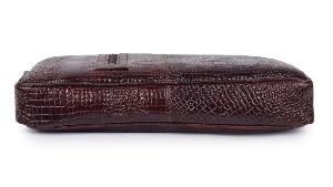 Croco Dark Brown Leather Laptop Bags