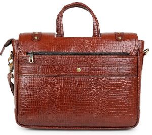 Croco Brown Leather Laptop Bags