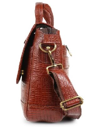 Croco Brown Leather Laptop Bags