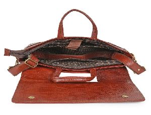 Croco Brown Leather Laptop Bags
