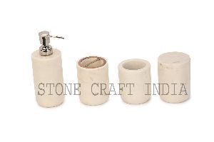 Tarrazo Marble Bathroom Set(Lotion Dispenser, Tumbler, Canister, Soap dish, Tooth Brush Holder)