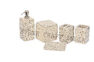 Tarrazo Marble Bathroom Set(Lotion Dispenser, Tumbler, Canister, Soap dish, Tooth Brush Holder)