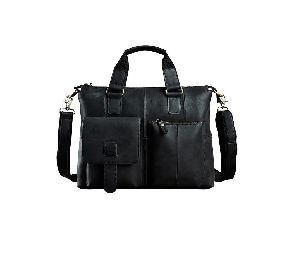 Black Retro Soft Leather Handmade Briefcase Bag