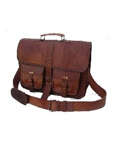 Brown Solid Goat Leather Bags