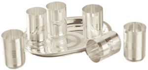 1023 Silver Plated Tray Glass Set