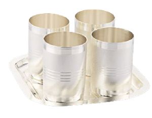 1035 Silver Plated Tray Glass Set