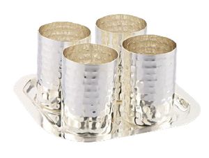 1056 Silver Plated Tray Glass Set