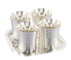 1060 Silver Plated Tray Glass Set