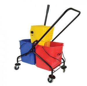 Double Bucket Mop Wringer Trolley