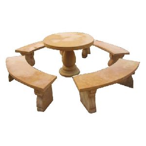 Sandstone Garden Table And Bench