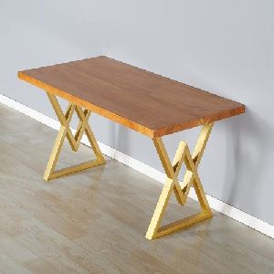 Stainless Steel Frame Wooden Table