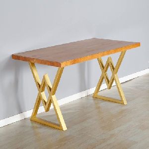 Stainless Steel Frame Wooden Table
