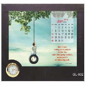 Paper Desk Calendar with Clock