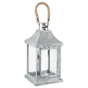 metal candle lantern with rope handle