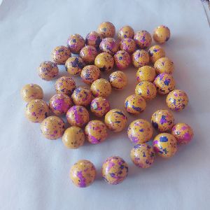 Yellow Painted Glass Balls Italian Polished