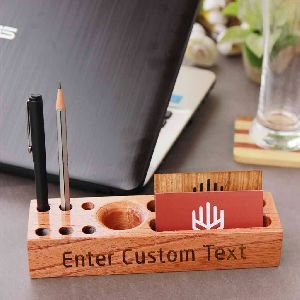 Wooden Pen And Card Holder Set