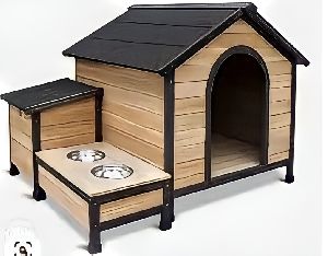 Wooden Dog House With Bowl