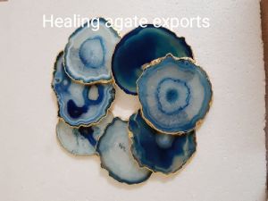 Blue agate coaster slice