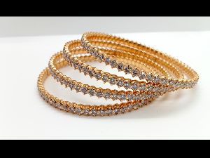 Bridal Wear Real And Natural Diamond Single line Bangles