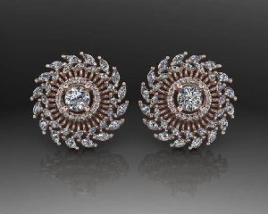 Round Solitaire Natural Marquise Earring