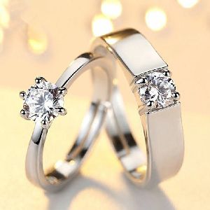 White Real Diamond Couple Ring