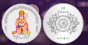 Sikkawala Hanuman ji 999 Silver Color Coin 10 Gm