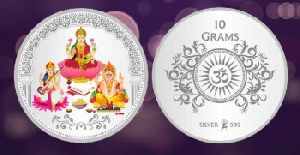 Sikkawala Laxmi Ganesh & Sarasvati ji 999 Silver Color Coin 10 Gm