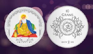Sikkawala Guru Nanak Dev ji 999 Silver Color Coin 10 Gm