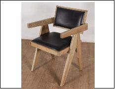 Oak Wood Leather Chair
