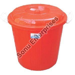 Red Plastic Storage Drum Bucket